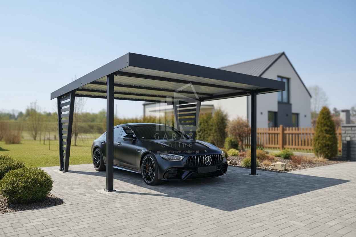 Carport V PREMIUM 5x5,5m Wypełnienie panelami Wiata samochodowa ID1195 Bydgoszcz - zdjęcie 3