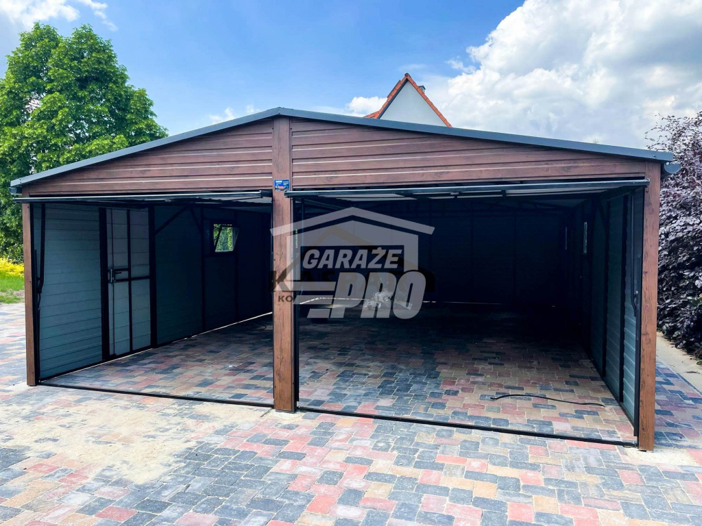 Garaż blaszany 6x9 drewnopodobny  Dach dwuspadowy Blachodachówka GP126 Nowy Sącz - zdjęcie 12
