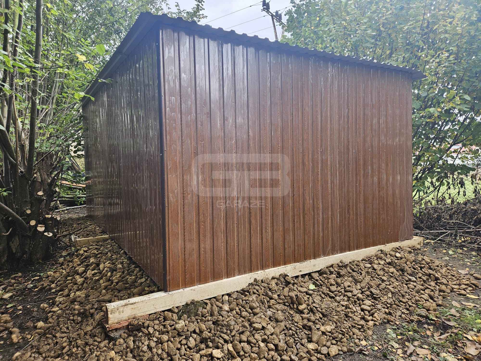 Garaż blaszany 3x4 m - wolnostojący brama uchylna ciemny brąz  GB134 Konin - zdjęcie 4