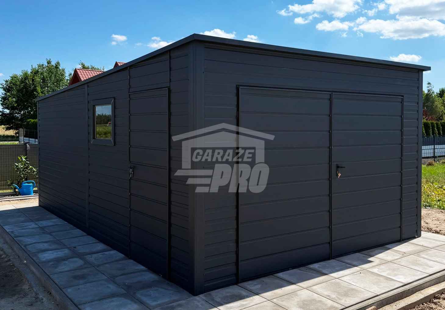 Garaż blaszany 4x5 m brama dwuskrzydłowa drzwi okno dach GP765 Wieliczka - zdjęcie 2