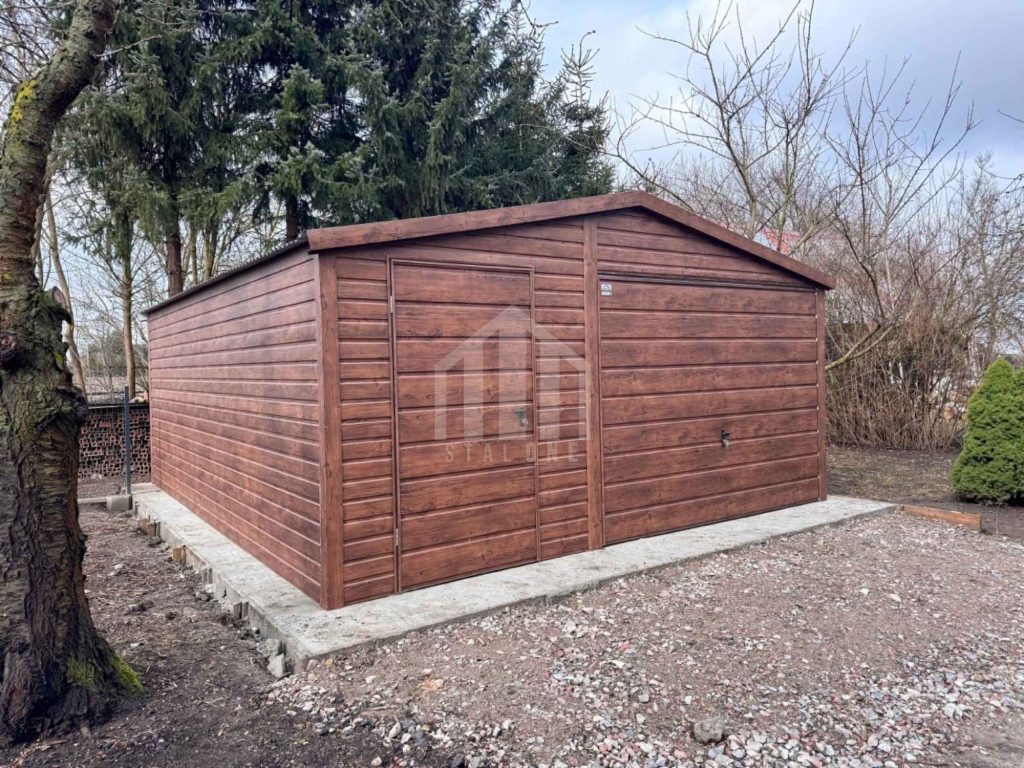 Garaż blaszany 5x5m - brama uchylna - drzwi - drewnopodobny SO120 Leszno - zdjęcie 4