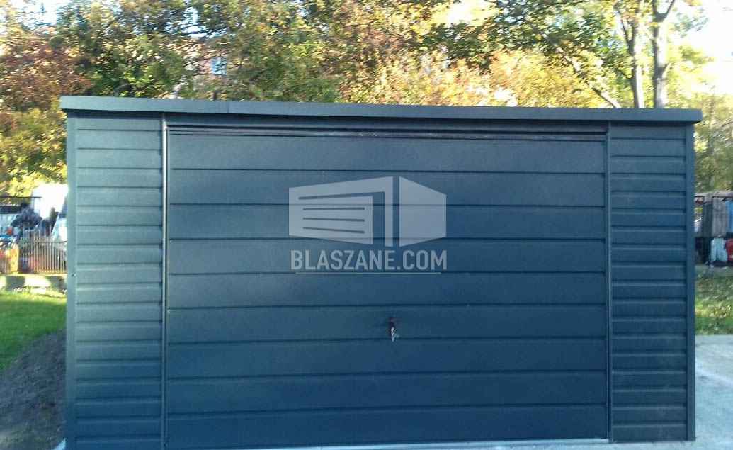 Garaż Blaszany 4x6 - Brama uchylna - Antracyt - dach Spad w tył BL140 Otwock - zdjęcie 2