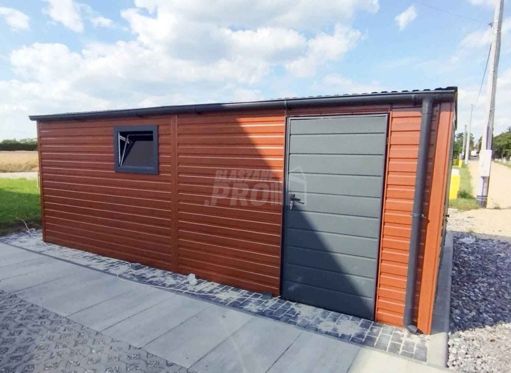 Garaż blaszany 4x6 drzwi - rynny - okno Brąz Dach dwuspadowy GP213 Zielona Góra - zdjęcie 2