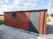 Garaż blaszany 4x6 drzwi - rynny - okno Brąz Dach dwuspadowy GP213 Zielona Góra - zdjęcie 2