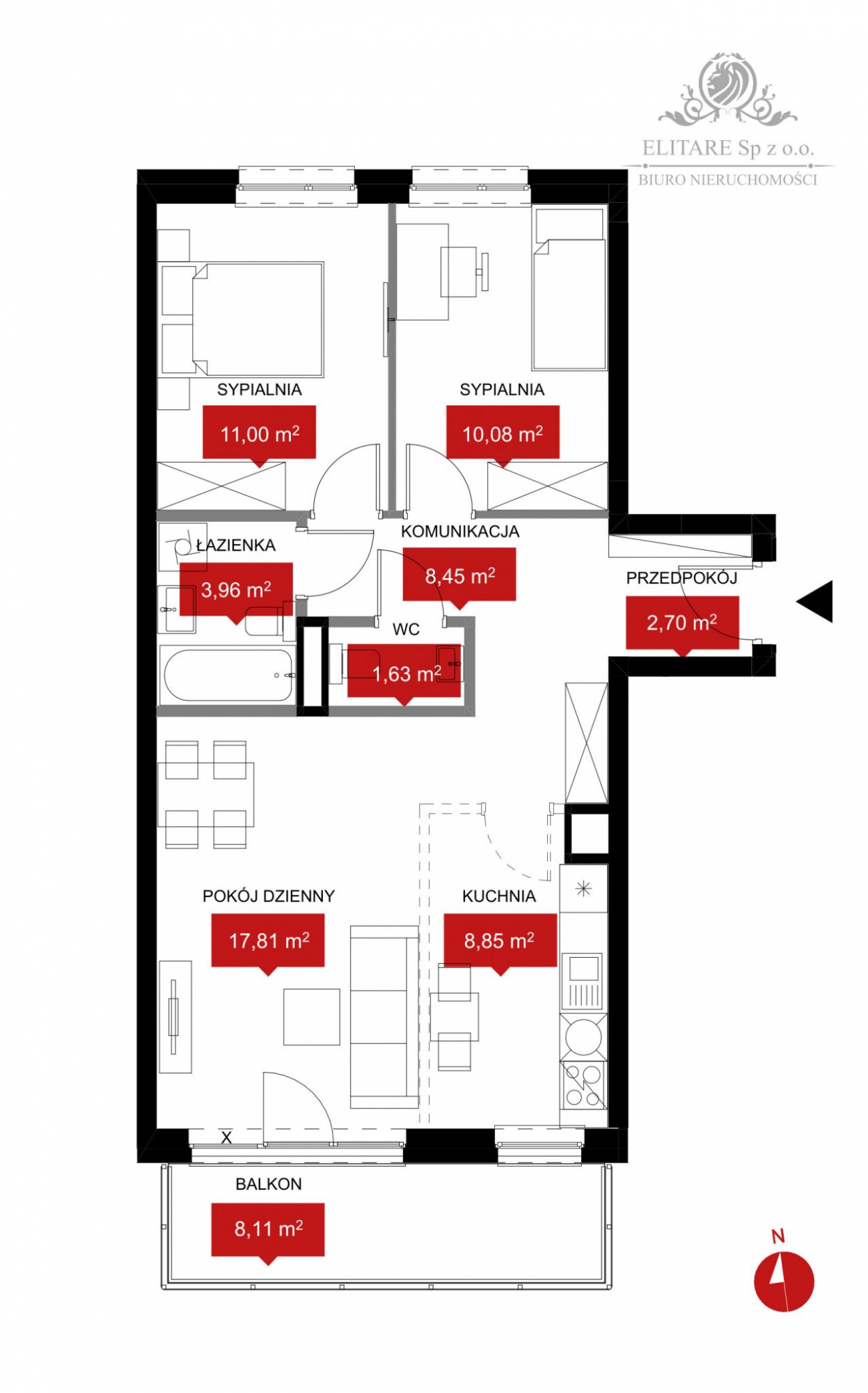 Mieszkanie 64,48m2, 3 pokoje, balkon, ogrzewanie miejskie/ Reymonta Wrocław - zdjęcie 2