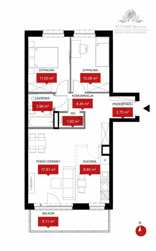 Mieszkanie 64,48m2, 3 pokoje, balkon, ogrzewanie miejskie/ Reymonta Wrocław - zdjęcie 2
