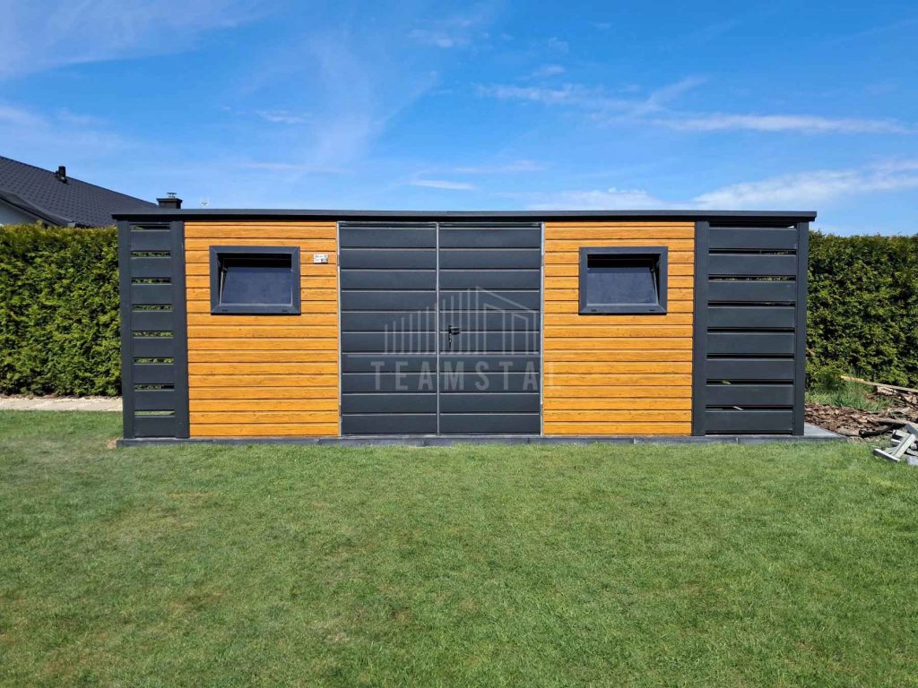 Schowek domek ogrodowy 4,5x3m + wiata 0,5m brama drzwi 2x okno TS1101 Żnin - zdjęcie 4
