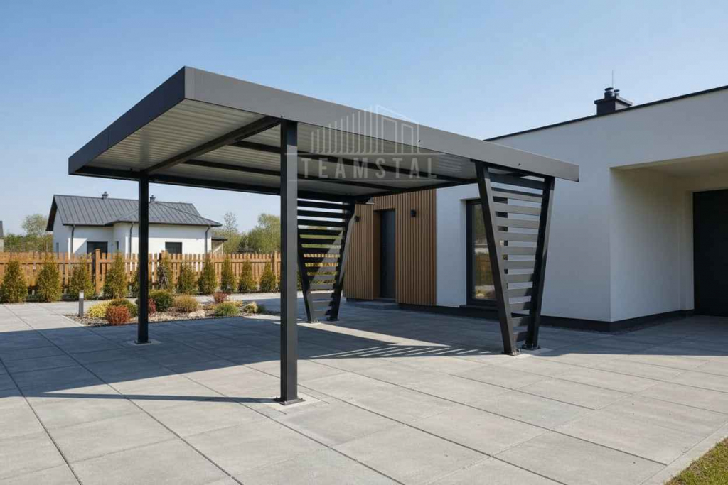 Carport V PREMIUM 4x5m - Wypełnienie panelami Wiata samochodowa TS1262 Olsztyn - zdjęcie 2