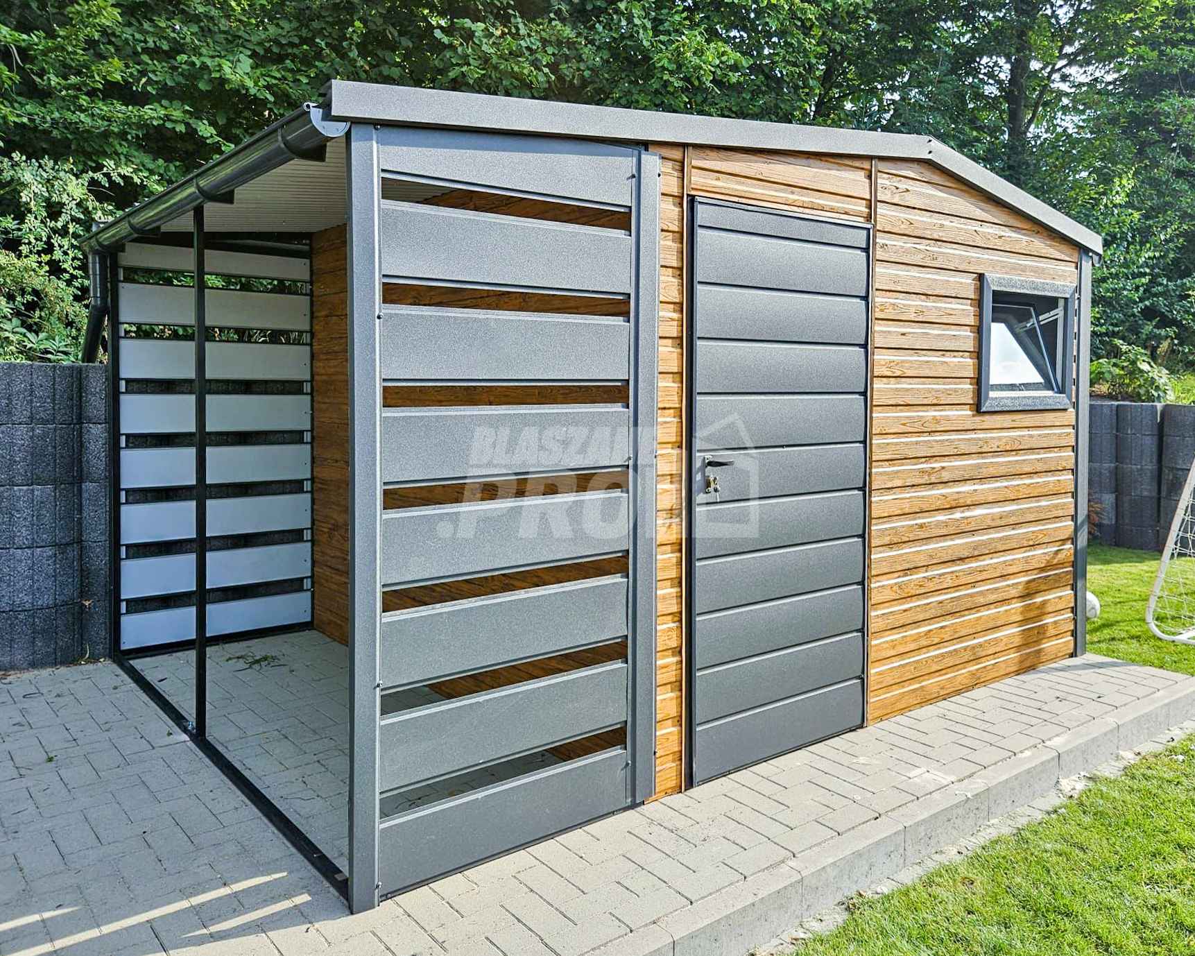 Domek ogrodowy 3x2,5m - wiata 1m  - drzwi - okno - rynny GP427 Jastrowie - zdjęcie 3