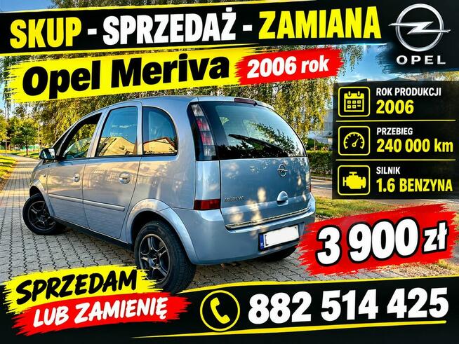 Śliczny.Zadbany.Opel.Meriva.A.2006r.1,6.Benzyna.240Tys.Prz Zduńska Wola - zdjęcie 1