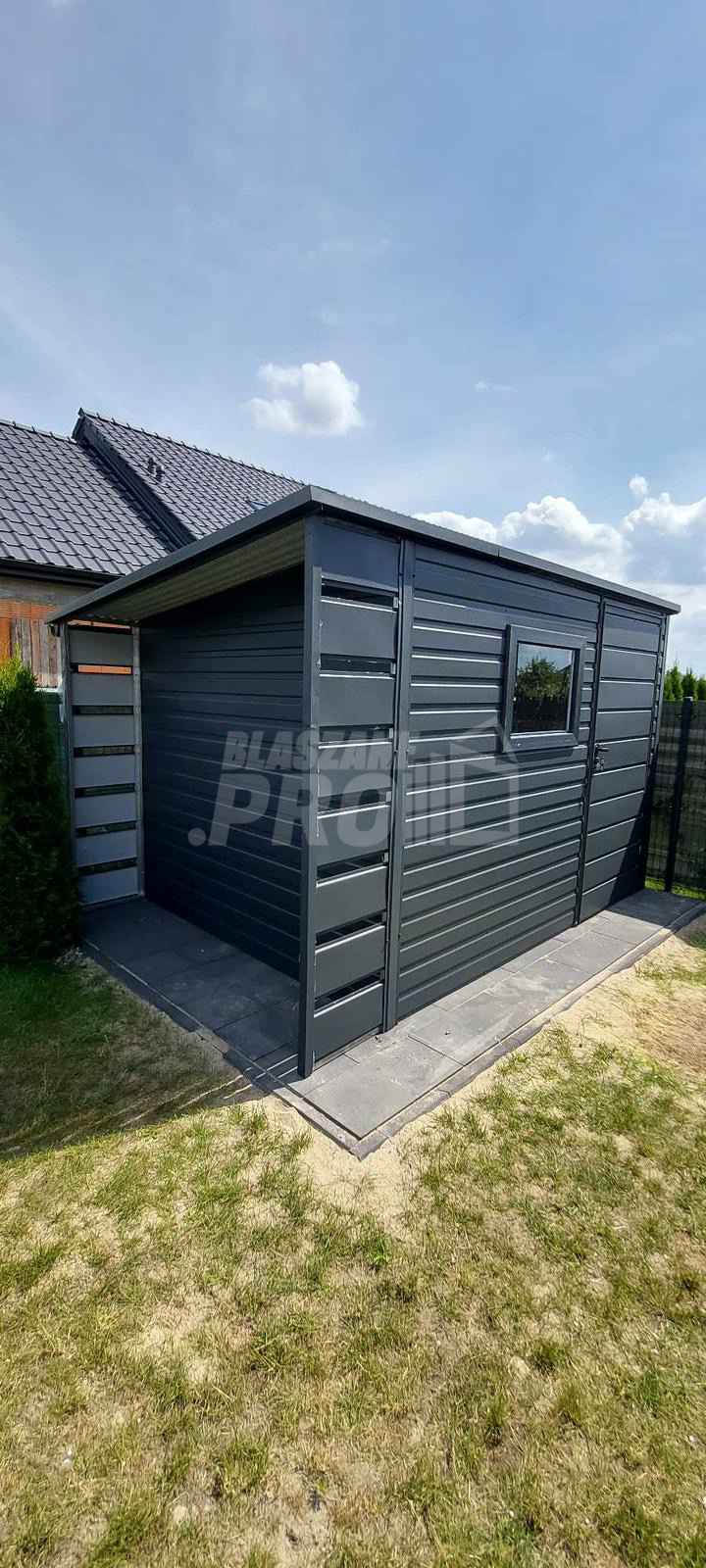Schowek - domek ogrodowy 2,5x2,5m + wiata 0,5m  okno - antracyt GP457 Nowy Sącz - zdjęcie 3