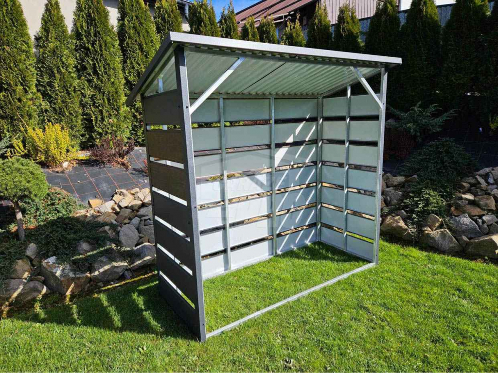 Wiata śmietnikowa - drewutnia - spad tył 2x0,8m ciemny orzech GP355 Gdynia - zdjęcie 6