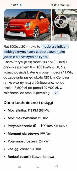 Fiat 500 e 2014 r. Kraków - zdjęcie 8