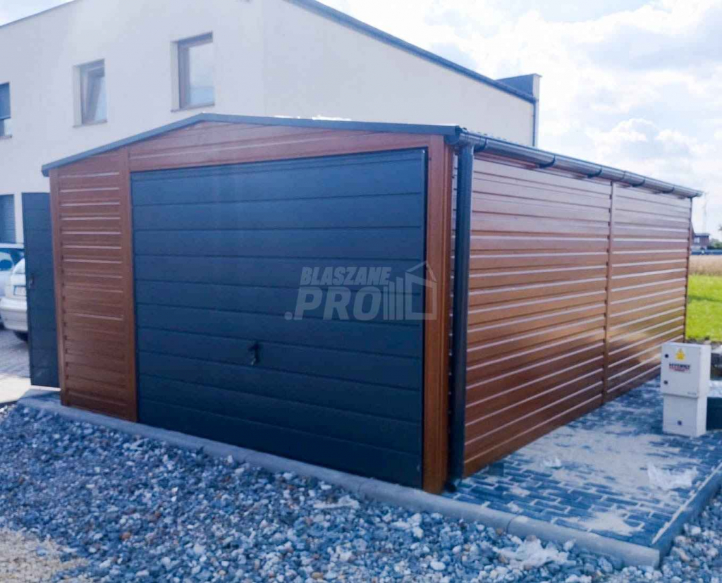 Garaż blaszany 4x6 drzwi - rynny - okno Brąz Dach dwuspadowy GP213 Zielona Góra - zdjęcie 3