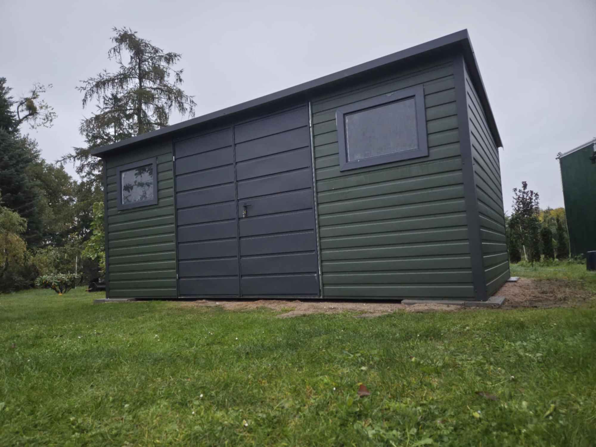 SCHOWEK DOMEK OGRODOWY 6x4m brama + 2x okno – Zielony MAT + Grafit Toruń - zdjęcie 5