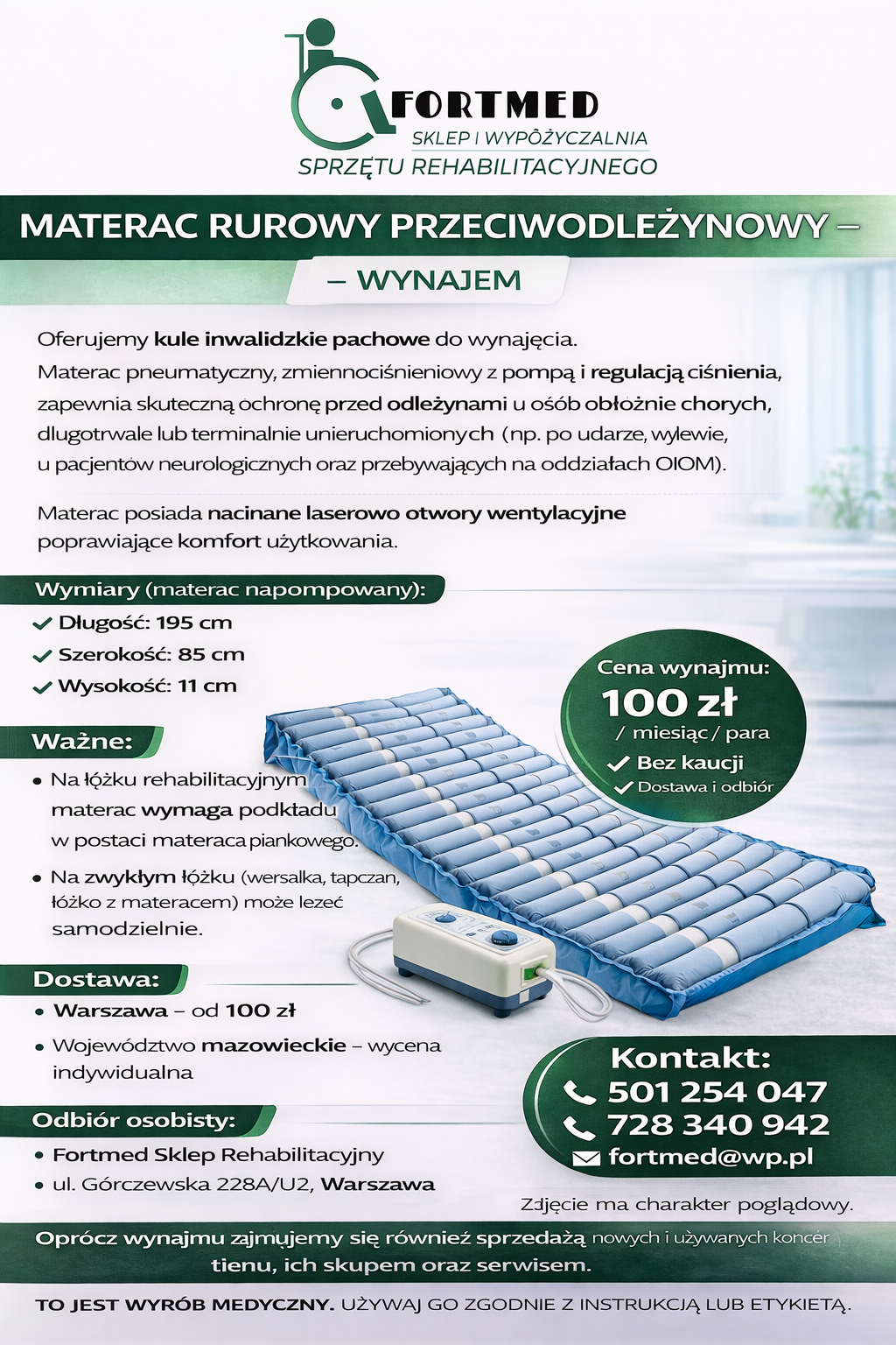 Materac rurowy przeciwodleżynowy – wynajem Bemowo - zdjęcie 1