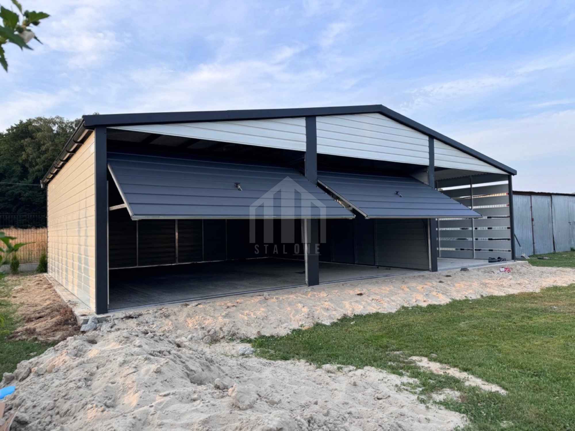 Garaż blaszany 6x5m + wiata 3 - 2x brama uchylna - okno - rynny SO131 Nowy Tomyśl - zdjęcie 2