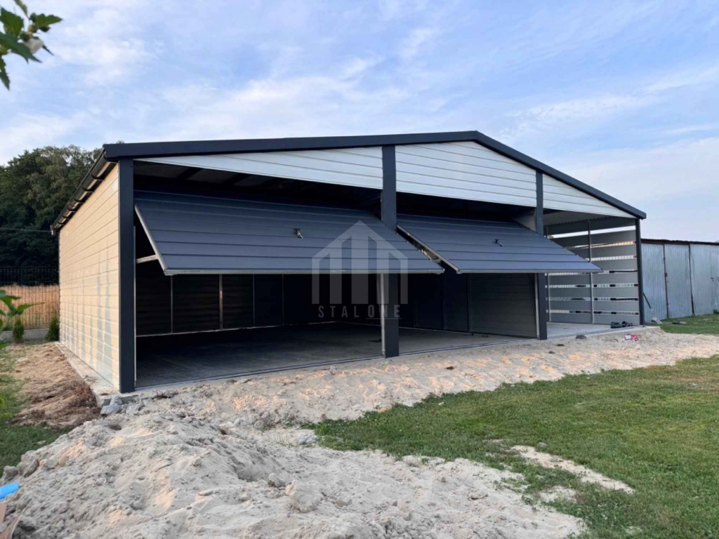 Garaż blaszany 6x5m + wiata 3 - 2x brama uchylna - okno - rynny SO131 Nowy Tomyśl - zdjęcie 2