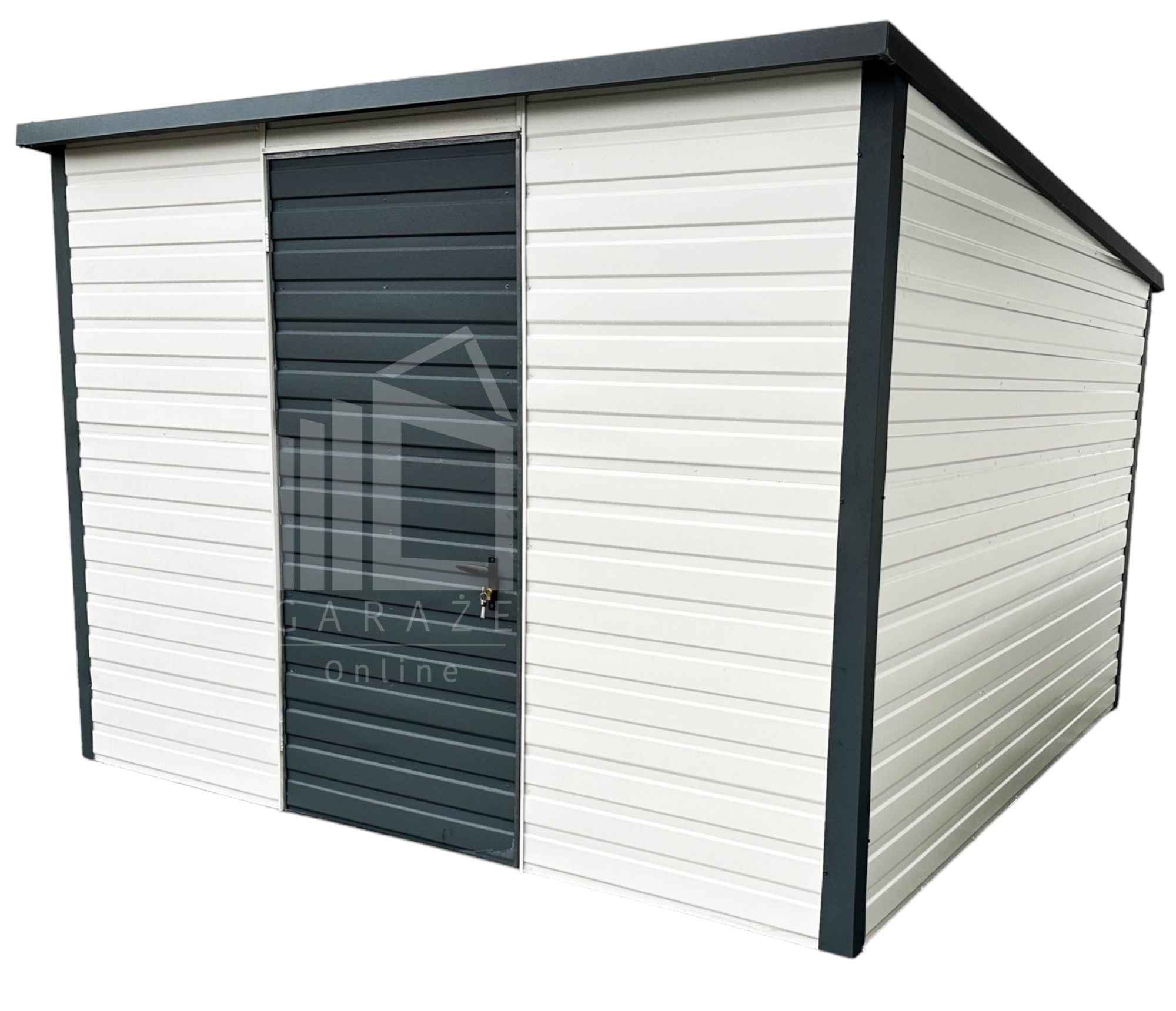 Domek Ogrodowy Schowek Garaż 4x3 Antracyt Rynny dach Spad w Tył ID439 Kostrzyn nad Odrą - zdjęcie 1