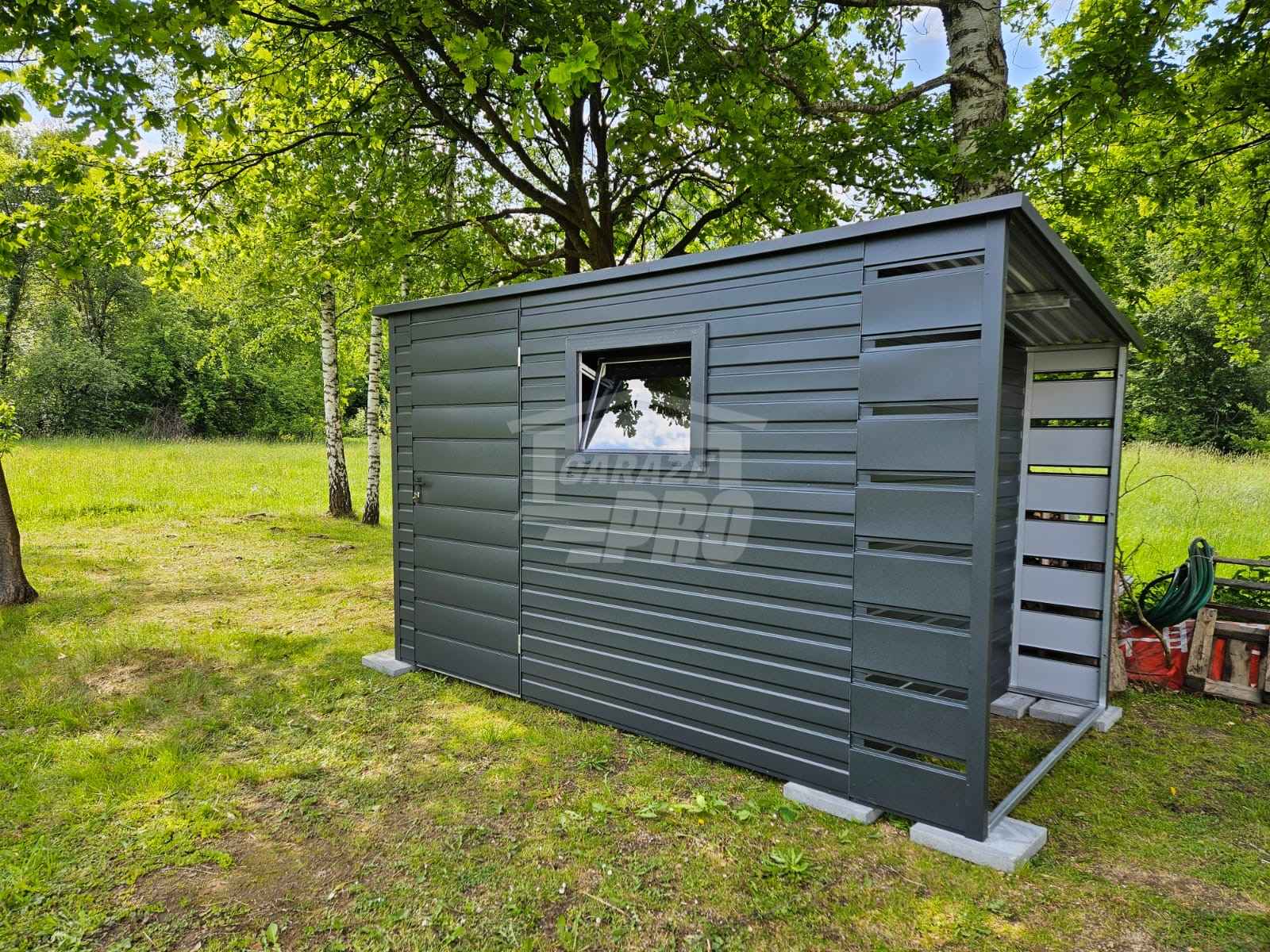 Schowek - Domek Ogrodowy 3x2 - wiata 0,5x2 - drzwi - okno  dach GP626 Widzew - zdjęcie 3