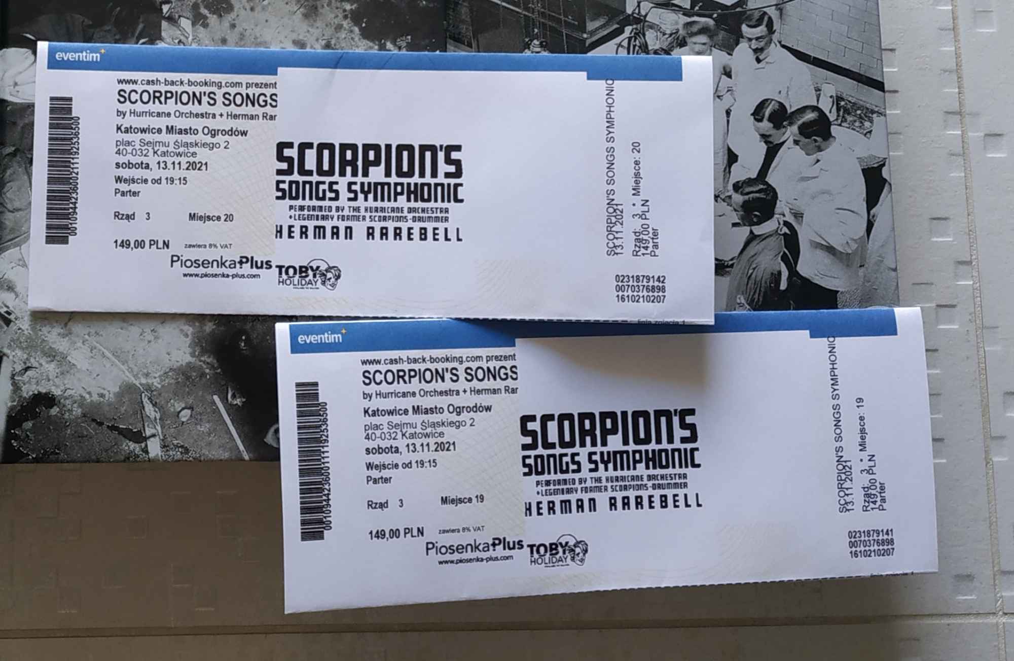 Sprzedam dwa bilety na koncert Scorpion's Songs Symphonic w Katowicach Knurów - zdjęcie 1