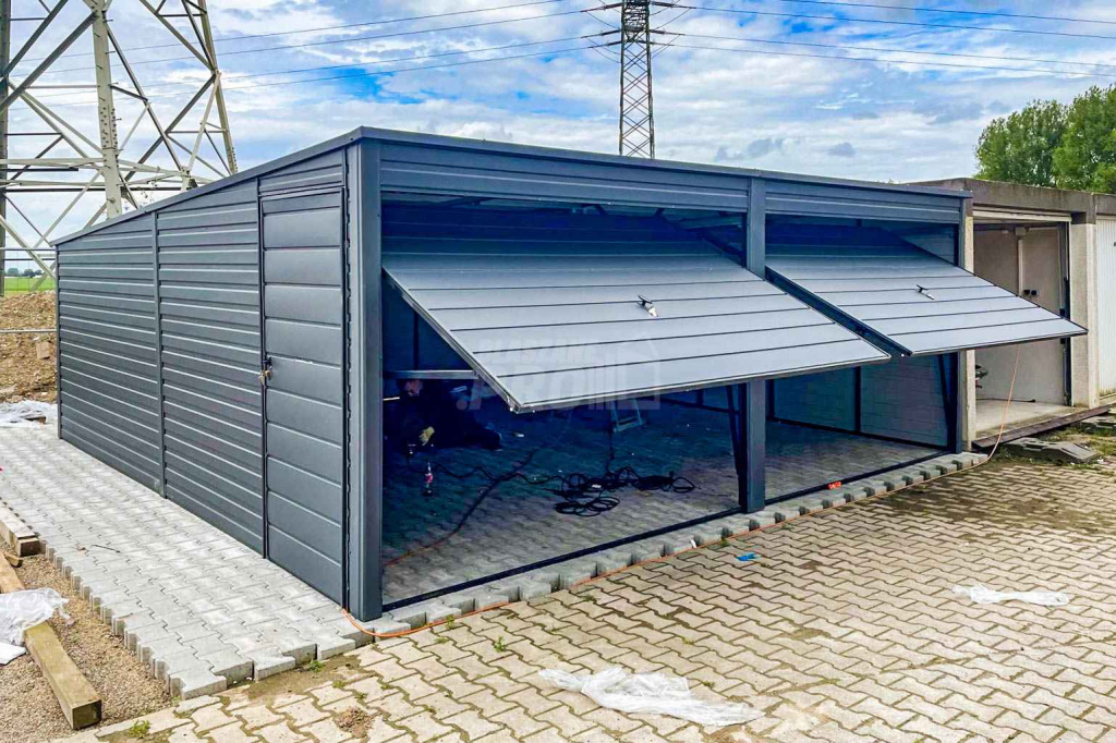 Garaż Blaszany 6x6m - 2x Brama Uchylna - Drzwi   dach spad w tył GP413 Gorzów Wielkopolski - zdjęcie 2