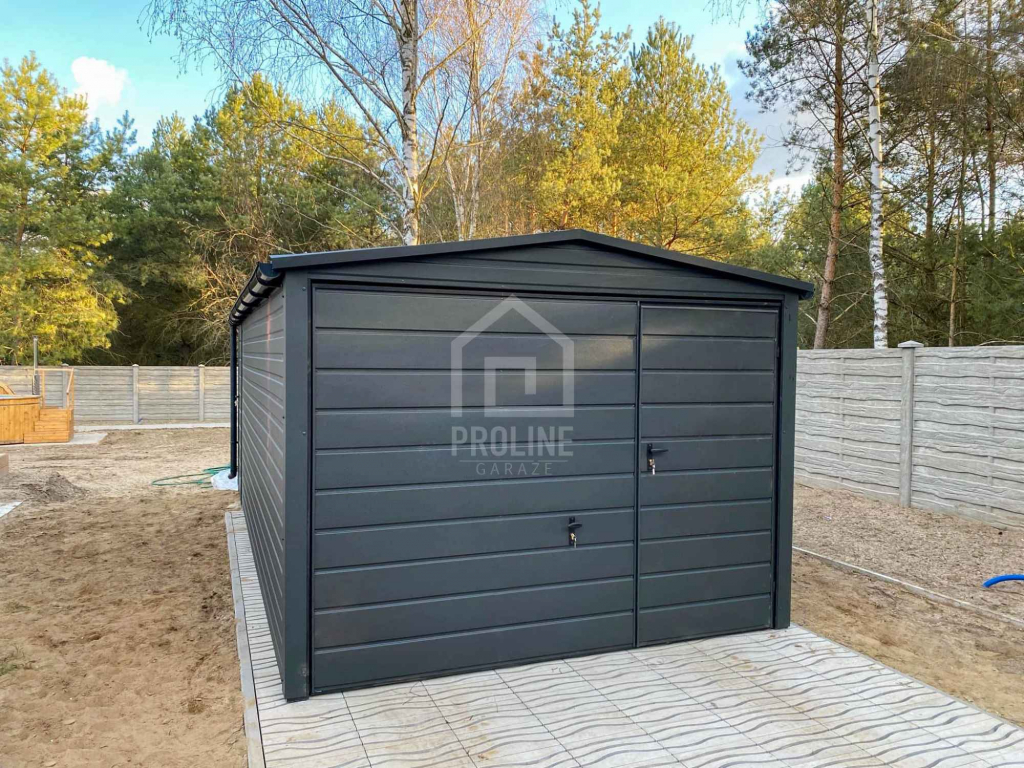 Garaż blaszany 3x6m Brama uchylna drzwi Dach dwuspadowy - rynny PLG172 Sieradz - zdjęcie 5