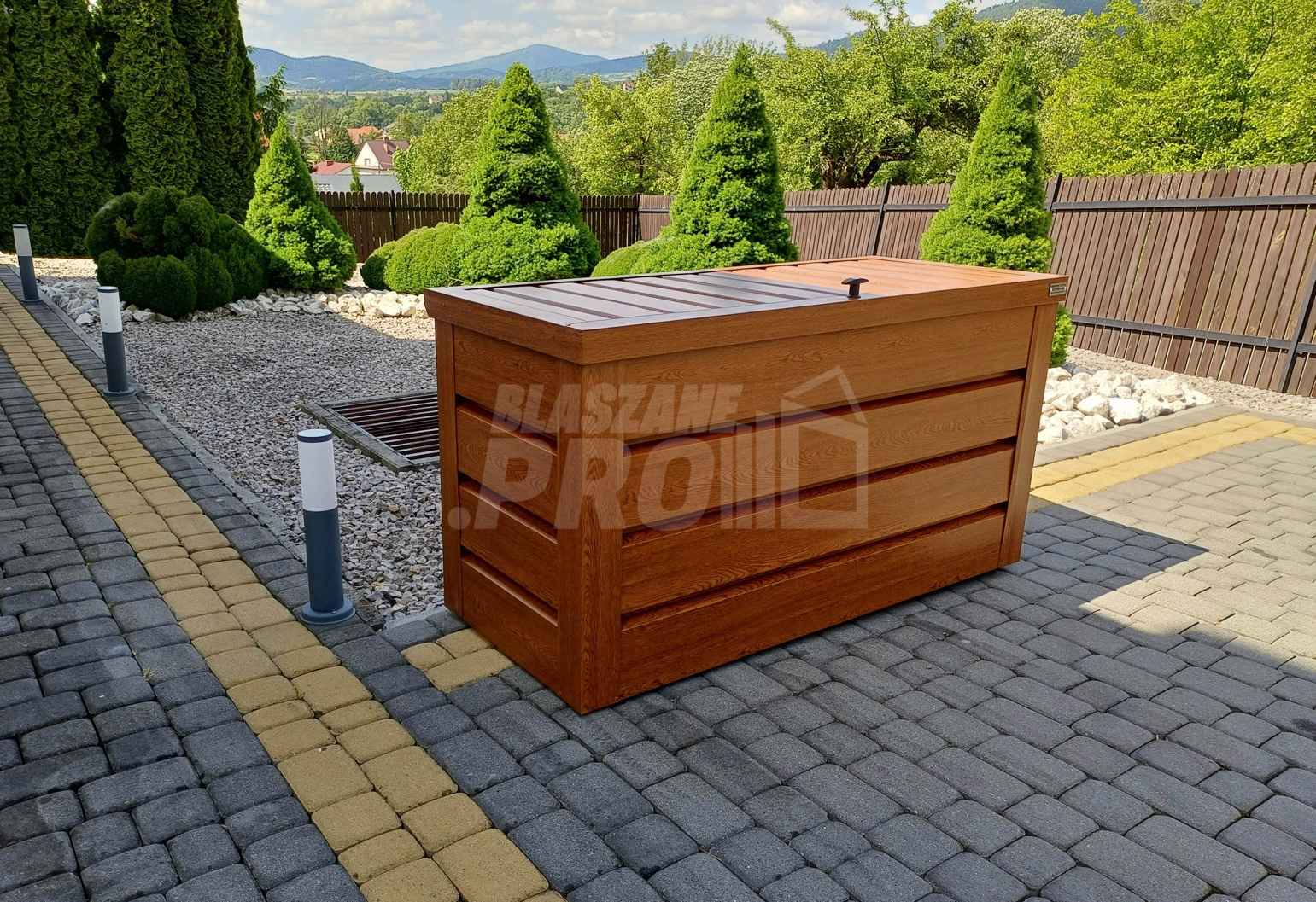 Skrzynia ogrodowa metalowa kufer 150x60x70cm  złoty dąb GP348 Przemyśl - zdjęcie 2