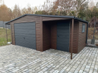Garaż Blaszany drewnopodobny z wnęką 5.5x5m + 1.5x5m wiata Panelowa Zgorzelec - zdjęcie 4