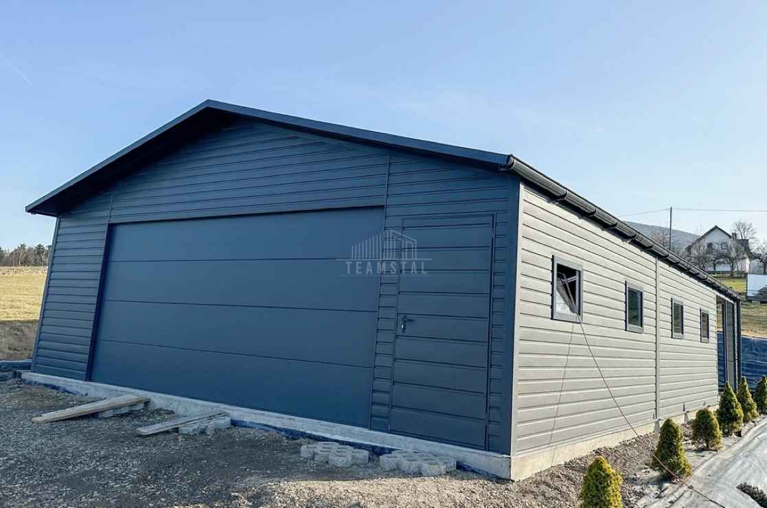 Garaż blaszany 8x8m + wiata 2m brama drzwi 4x okno rynny TS1146 Gliwice - zdjęcie 3