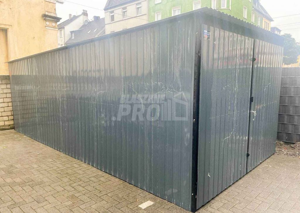 Garaż blaszany 3x7 brama dwuskrzydłowa antracyt Dach spad w tył GP193 Gliwice - zdjęcie 2