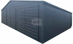 Garaż blaszany 10x6m - 3x Brama - Rynny - Antracyt - Dach GP601