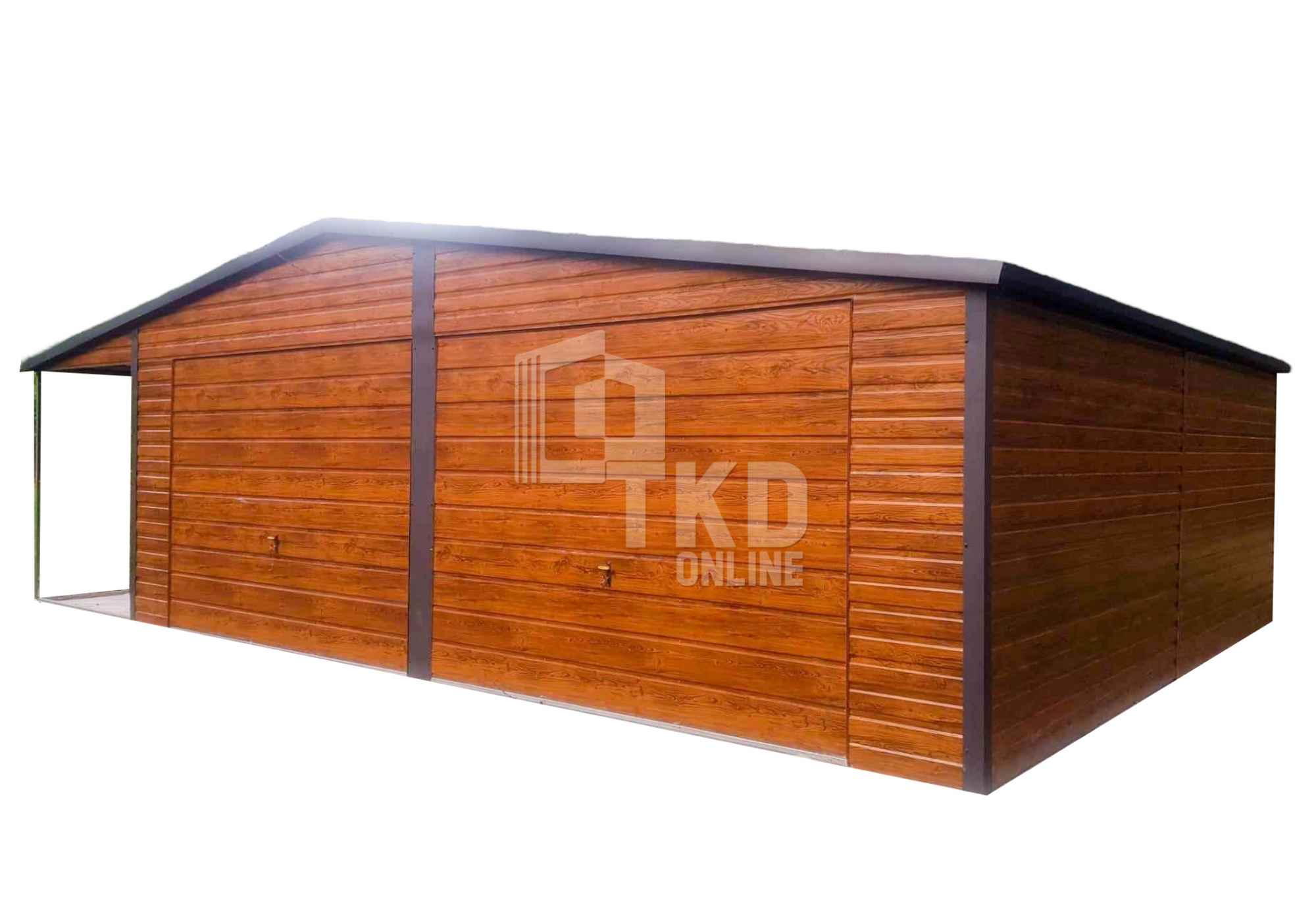 Garaż Blaszany 6,5x5 + wiata 2x5 2x Brama uchylna jasny orzech TKD137 Wieliczka - zdjęcie 1