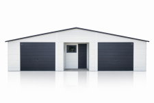 Garaż Blaszany z pomieszczeniem gospodarczym 12x5m Biały + Grafit Mat