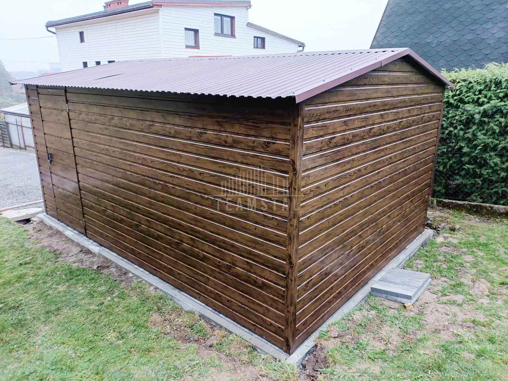 Garaż blaszany 4x6m Brama uchylna drzwi okno drewnopodobny dach TS895 Szczecin - zdjęcie 7