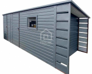 Schowek Domek Ogrodowy 5x2 +Wiata 0,5m 2x Drzwi Okno dach w tył PLG104