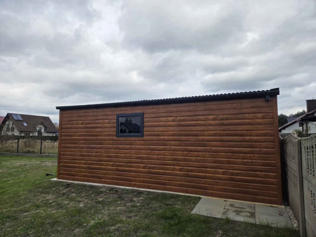 Garaż Blaszany Premium 5.5x6m spad na prawo złoty dąb + ciemny grafit Radom - zdjęcie 3
