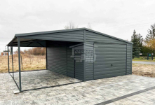 Garaż Blaszany 4x5 + wiata 4x5 - Brama uchylna drzwi Antracyt  PRO263 Legnica - zdjęcie 3