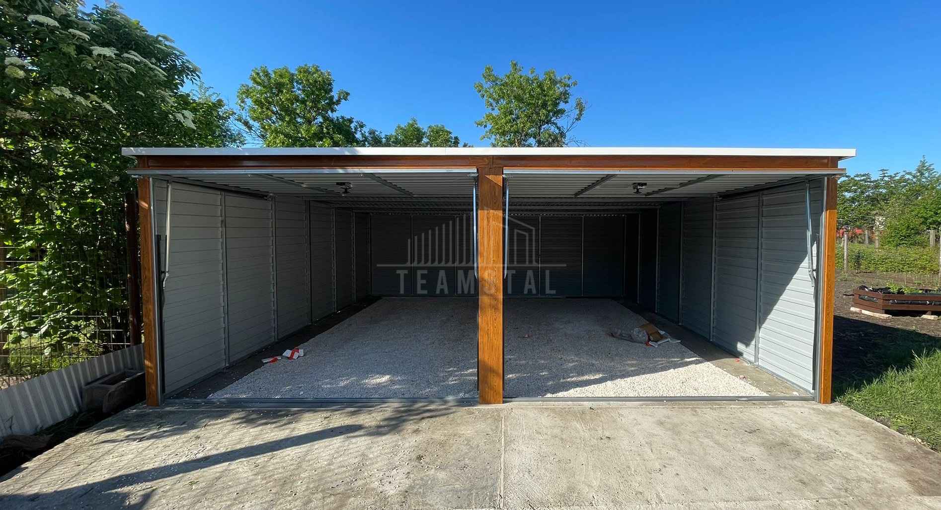 Garaż blaszany 6x6m - 2x brama uchylna  dach spad w tył TS1321 Łęczyca - zdjęcie 4