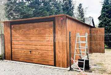 Garaż blaszany 4x6 Brama + drzwi Drewnopodobny  Dach spad w tył GP113 Jastrowie - zdjęcie 6