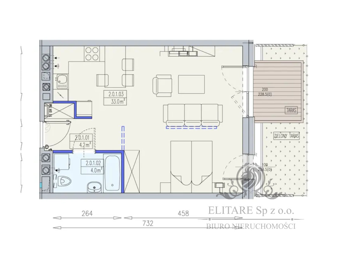 Mieszkanie 41,2m2 z tarasem i ogrodem/ Wrocław Kępa Mieszczańska Wrocław - zdjęcie 4