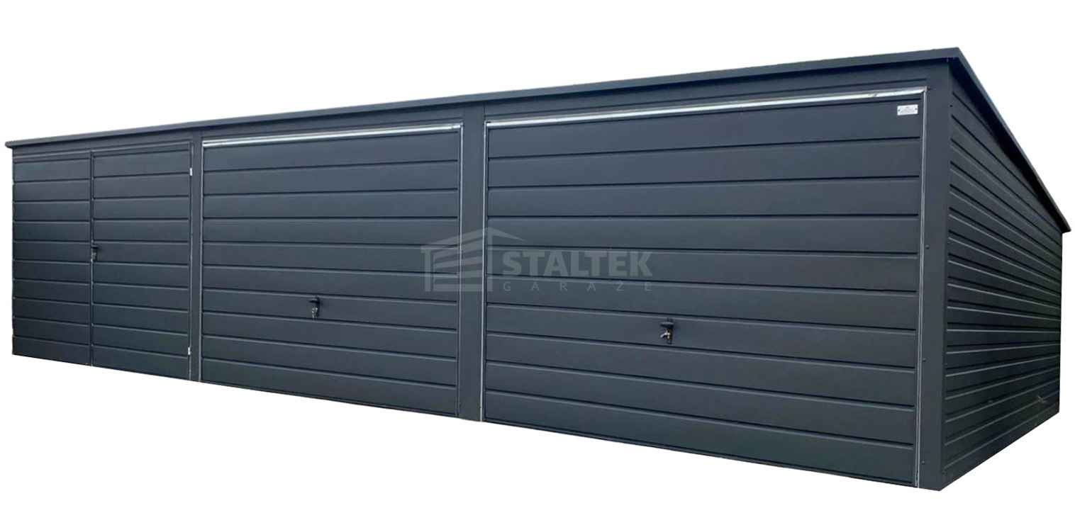 Garaż blaszany 9,4X5m – 2xbrama uchylna – brama dwuskrzydłowa ST232 Malbork - zdjęcie 1
