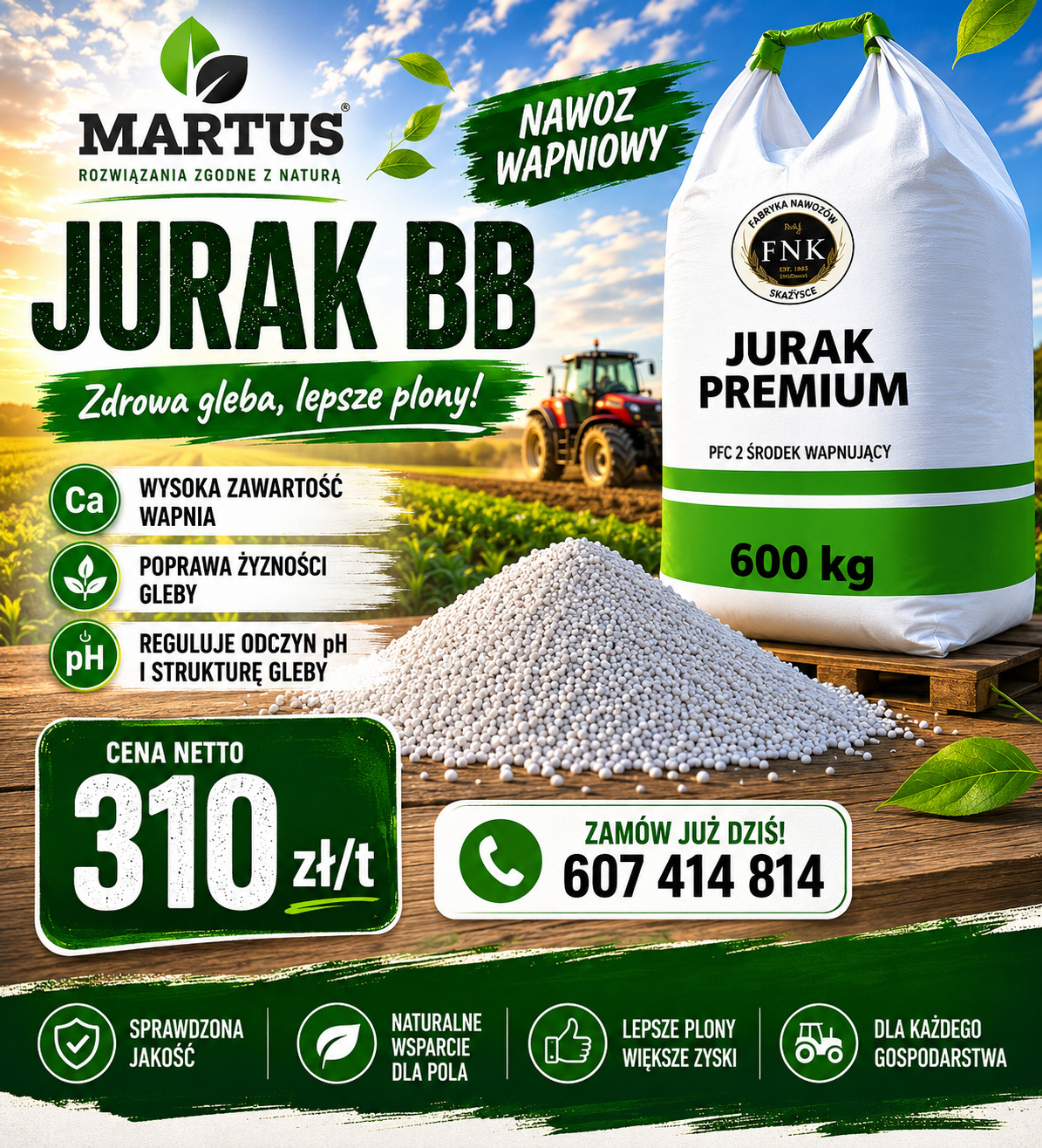 Wapno granulowane bez magnezu Jurak Premium PGN Morawica - zdjęcie 1