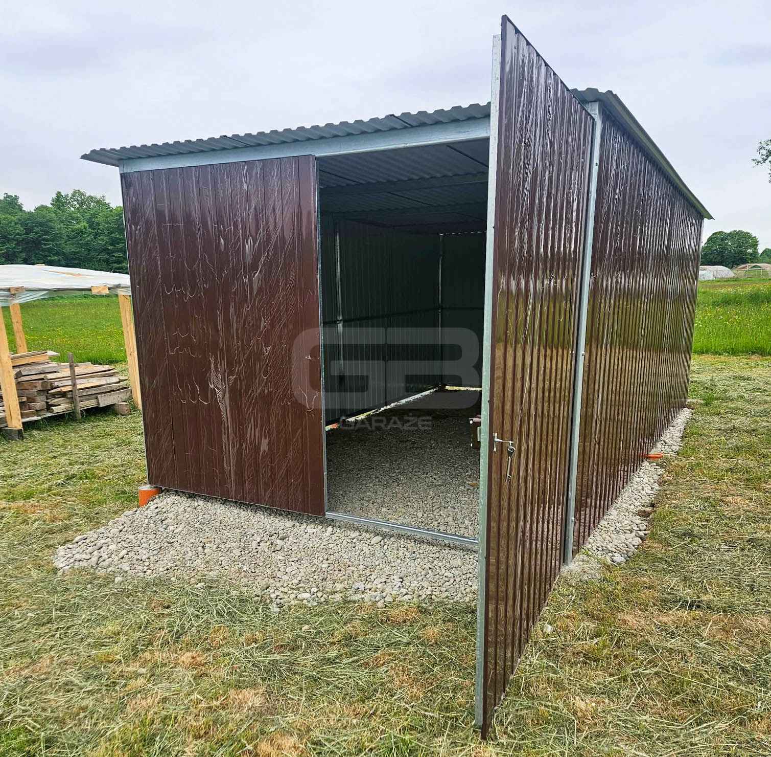 Garaż blaszany 3x5m wolnostojący - brama - ciemny brąz GB148 Radom - zdjęcie 2