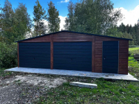 Garaż blaszany 8×5m drewnopodobny, dach dwuspadowy, bramy uchylne Wronki - zdjęcie 2