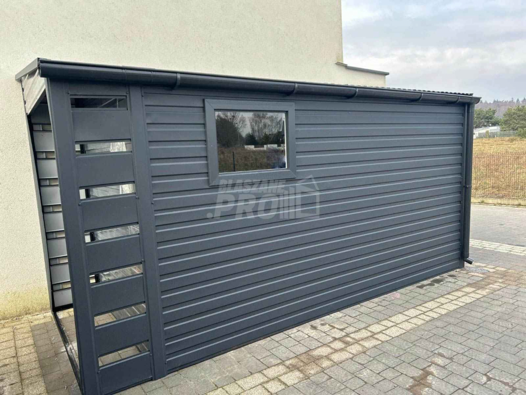 Domek Ogrodowy - Schowek  2x4 + wiata - Drzwi - okno - rynny GP353 Polesie - zdjęcie 3