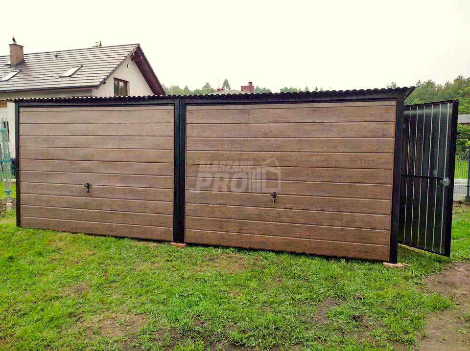 Garaż blaszany 6x5 2x Brama uchylna  + okno ocynk  spad w tył GP141 Ciechanów - zdjęcie 2