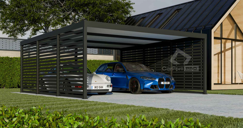 CarPort PREMIUM - wiata samochodowa 6x5,7 - antracyt - zabudowa  CP110 Iława - zdjęcie 6