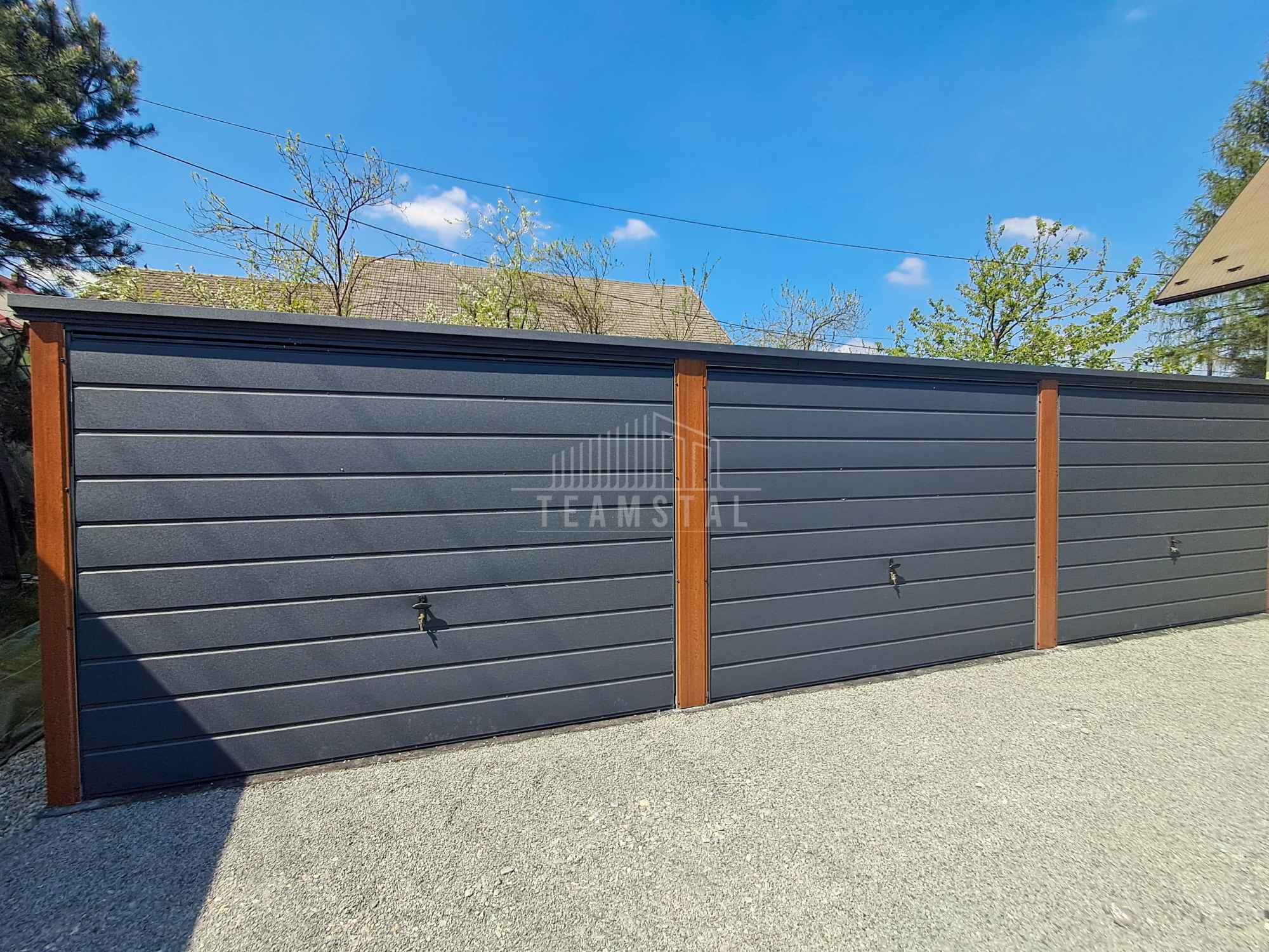 Garaż blaszany 9x5m 3x brama drewnopodobny dach TS1073 Zamość - zdjęcie 4
