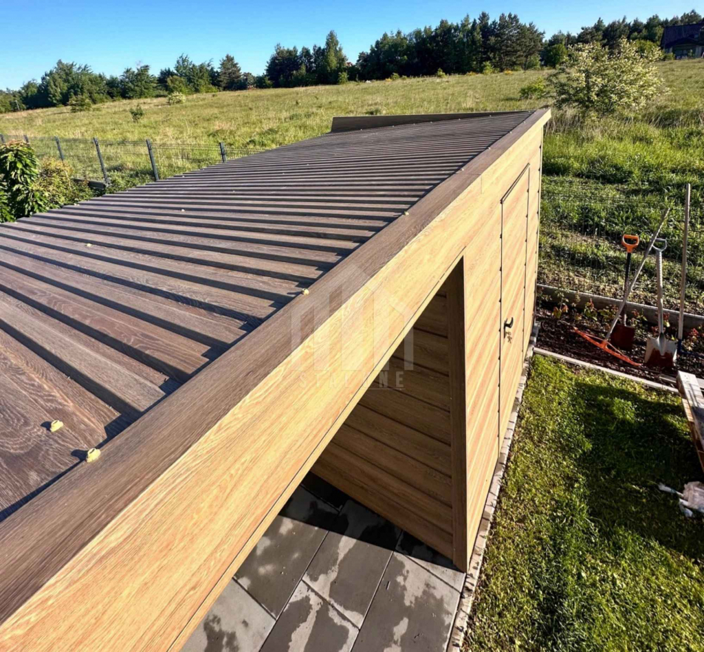 Schowek - domek ogrodowy + wiata 1,5m - drzwi - drewnopodobny SO103 Pabianice - zdjęcie 4